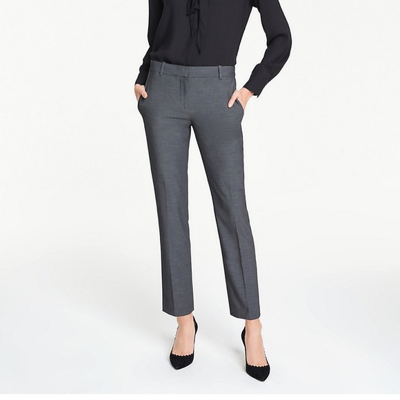 Ann Taylor Gray Petite Ankle Pant In Bi-Stretch - Picture 1 of 4